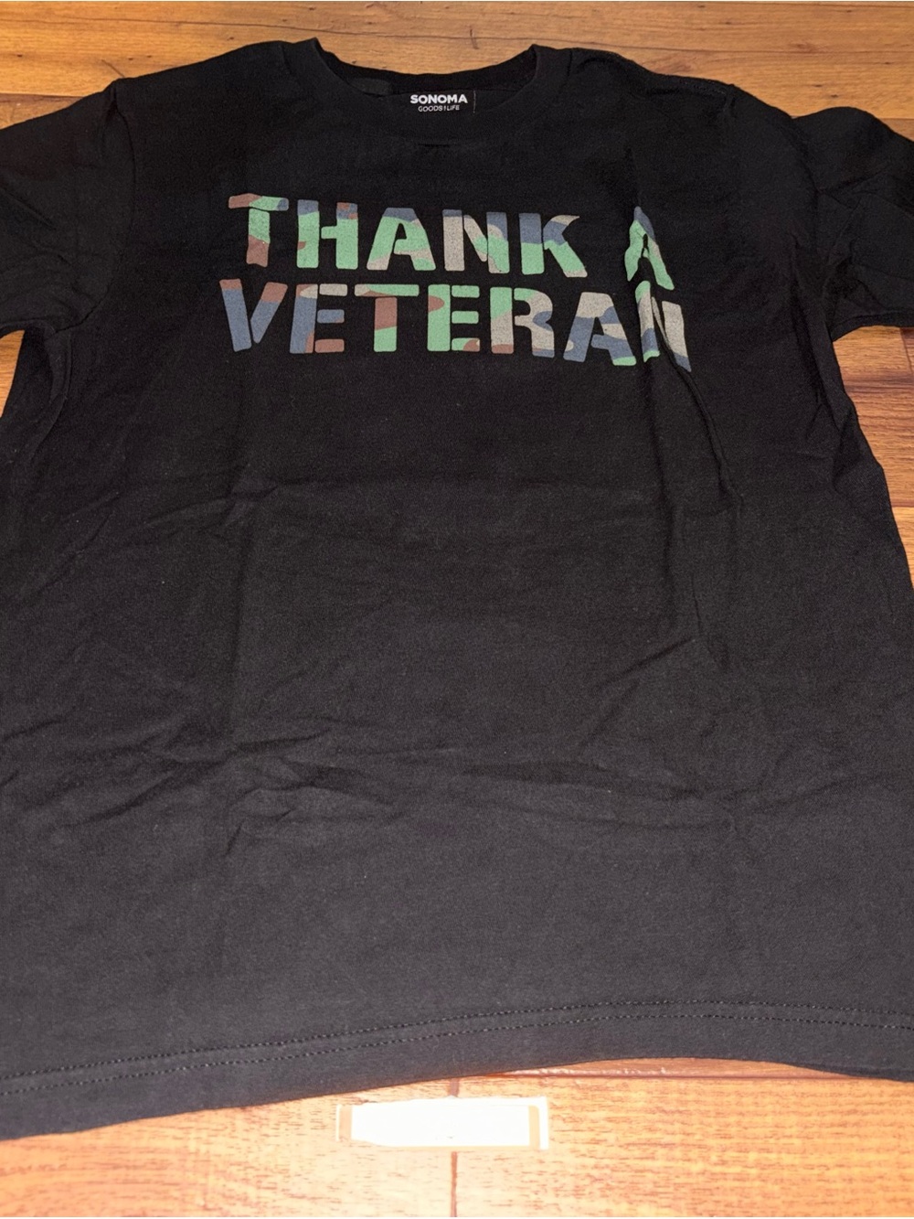 Sonoma Goods For Life Thank A Veteran Camo Graphic T-Shirt Black Size L